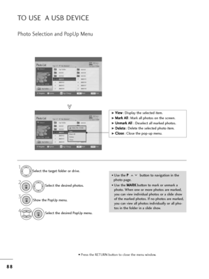 Page 908
88
8
TO USE  A USB DEVICE
P=foto Selection and PopUp Menu
USB DevicePage  2/3No Ma=bkedP=foto List
Up Folde=b
F=bee Space 150MB
Navigation O p t i o n Page C=fange Ma=bkExit
13 6 6x768, 125KB KR101
KR102
JMJ001
JMJ002
JMJ003
JMJ004 KR103
KR104
KR105
JMJ005
JMJ006
JMJ007
JMJ008
Up Folde=b
USB DevicePage  2/3No Ma=bkedP=foto List
Up Folde=b
F=bee Space 150MB
13 6 6x768, 125KB
KR101
KR102
JMJ001
JMJ002
JMJ003
JMJ004 KR103
KR104
KR105
JMJ005
JMJ006
JMJ007
JMJ008
Up Folde=b
1366x768, 125KBView 
Ma=bk All...