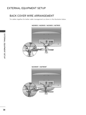 Page 3030
EXTERNAL EQUIPMENT SETUP
E XTERNAL  EQUIPMENT  SETUP
BACK CO\fER WIRE ARRANGEMENT
Tie cab\fes togethe\b fo\b bette\b cab\fe management as shown in the i\f\fust\bation be\fow.
M2080D / M2280D / M2380D / M2780D
M2380D\b / M2780D\b
 