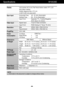 Page 25A24
Specifications W1953SE
NOTEInformation in this document is subject to change without notice.
Display 
Sync Input 
Video Input 
Resolution 
Plug&Play 
Power 
Consumption 
Dimensions& Weight
Tilt Range 
Power Input 
Environmental 
Conditions 
Stand Base 
Power cord 18.5 inches (47.0 cm) Flat Panel Active matrix-TFT LCD  
Anti-Glare coating 
Visible diagonal size: 47.0 cm
0.300*0.300 mm pixel pitch
Horizontal Freq. 30 - 61 kHz (Automatic) Vertical Freq. 56 - 75 Hz (Automatic)
Input Form Separate TTL,...