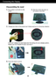 Page 6A5
Connecting the Display
Disassembling the stand
1.Put a cushion or soft cloth on a flat
surface.
3.Change your lock on the product as it follows and turn it in the arrow direction.
2.Place the monitor face down on
the cushion or soft cloth.
If you cant release the stand base even the locking rib is at a release position,
Please push the indicated rib down and retry it.
4.Pull out the stand to remove.
 