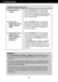 Page 22A21A21
Troubleshooting
Display image is incorrect
Display Position is
incorrect.
On the screen
background, vertical
bars or stripes are
visible.
Any horizontal noise
appearing in any
image or characters
are not clearly
portrayed.• Press the AUTO/SETbutton to automatically
adjust your display image to the ideal setting. 
If the results are unsatisfactory, adjust the image
position using the H position and V positionicon
in the on screen display.
• Press the AUTO/SETbutton to automatically
adjust your...