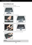 Page 5A4
Connecting the Display
Disassembling the stand
1.Put a cushion or soft cloth on a flat surface.
2.Place the monitor face down on the cushion or soft cloth.
4.Press the hook, Take off the stand base from stand body.
5.Please pull the stand body lightly to separate it from the hinge body. 
3.Slide the Cable Deco Cover out from the stand body.
ImportantYour monitor may differ from the items shown in the picture.
 