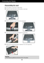 Page 5A4
Connecting the Display
Disassembling the stand
1.Put a cushion or soft cloth on a flat surface.
2.Place the monitor face down on the cushion or soft cloth.
4.Press the hook, Take off the stand base from stand body.
5.Please pull the stand body lightly to separate it from the hinge body. 
3.Slide the Cable Deco Cover out from the stand body.
ImportantYour monitor may differ from the items shown in the picture.
 