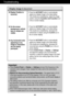 Page 21A20A20
Troubleshooting
Display image is incorrect
Display Position is
incorrect.
On the screen
background, vertical
bars or stripes are
visible.
Any horizontal noise
appearing in any
image or characters
are not clearly
portrayed.• Press the AUTO/SETbutton to automatically
adjust your display image to the ideal setting. 
If the results are unsatisfactory, adjust the image
position using the H position and V positionicon
in the on screen display.
• Press the AUTO/SETbutton to automatically
adjust your...