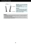 Page 6A5
Connecting the Display
ImportantThis illustration depicts the general model of connection. Your monitor \
may differ from
the items shown in the picture.
Do not carry the monitor upside down holding only the stand base. The mo\
nitor may
fall and get damaged or injure your foot.
Tilt Range :  -5˚~15˚   Warning: Do not put your hand (finger)
between head section and stand section when
adjusting angle of screen. 
Your hand (finger) may get caught or wounded.
Ergonomic
It is recommended that in order to...