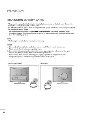 Page 1110
PREPARATION
KENSINGTON SECURITY SYSTEM
- The product is equipped with a Kensington Security System connector on the back panel. Connect the
Kensington Security System cable as shown below.
- For detailed installation and use of the Kensington Security System, refer to the user’s guide provided with
the Kensington Security System.
For further information, contact h ht
tt
tp
p:
:/
//
/w
ww
ww
w.
.k
ke
en
ns
si
in
ng
gt
to
on
n.
.c
co
om
m
, the internet homepage of the
Kensington company. Kensington...