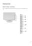 Page 21
PREPARATION
FRONT PANEL CONTROLS
This is a simplified representation of the front panel. The image shown may be somewhat different from your
set.
INPUT
MENUVOL
CH
ENTER
CHANNEL
Buttons VOLUME
ButtonsMENU
Button
ENTER
Button INPUT
Button
Power
Button
Headphone
Output
•ownloaded2from2QanualQonitorvcom2Qanuals 