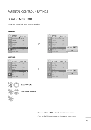 Page 7271
PARENTAL CONTROL / RATINGS
Country : UK
Input Label
Key Lock : Off
Set ID : 1
Power Indicatior
DDC CI : On
RT C :   O n
Factory Reset
OPTIONMoveOKD
Power Indicatior
Country : UK
Input Label
Key Lock : Off
Set ID : 1
Power Indicatior
DDC CI : On
RT C :   O n
Factory Reset
OPTIONMoveOKD
Power IndicatiorF F 
  
 on  G
G
Close
Power Light
Hard of Hearing(): Off
Country : UK
Input Label
Key Lock : Off
Set ID : 1
Power Indicatior
DDC CI : On
Factory Reset
OPTIONMoveOKD
Power Indicatior
It helps you control...