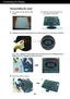 Page 5A4
Connecting the Display
Disassembling the stand
1.Put a cushion or soft cloth on a flat
surface.
3.Change your lock on the product as it follows and turn it in the arrow direction.
2.Place the monitor face down on
the cushion or soft cloth.
If you cant release the stand base even the locking rib is at a release position,
Please push the indicated rib down and retry it.
4.Pull out the stand to remove.
 