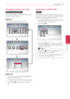 Page 47Operating47
Operating4
Changing content list view 
yui
On the [Movie], [Music] or [Photo] menu, you can change the content list view.
Method 1
Press red (R) colored button repeatedly. 
Method 2
1. On the content list, press INFO/MENU (m) to display the option menu.
2. Use W/S to select the [ View Change] option.
3. Press ENTER (b) to change the content list view.
Selecting a subtitle file
y
If the subtitle file name is different from the movie file name, you need to select the subtitle file on the...