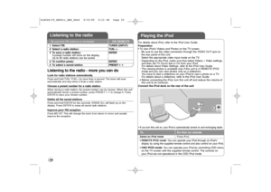 Page 5050Listening to the radio - more you can doLook for radio stations automaticallyPress and hold TUN.-/TUN.+ for more than a second. The tuner will scan 
automatically and stop when it finds a radio station.Choose a preset number for a radio stationWhen storing a radio station, the preset number can be chosen. When this unit
automatically shows a preset number, press PRESETU uto change it. Press
ENTER to save your chosen number.Delete all the saved stationsPress and hold ENTER for two seconds. ERASE ALL...