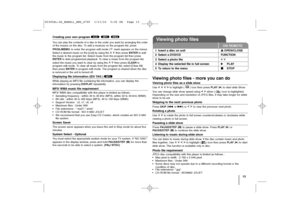 Page 1313
Creating your own program You can play the contents of a disc in the order you want by arranging the order
of the musics on the disc. To add a music(s) on the program list, press 
PROG./MEMO.to enter the program edit mode ( mark appears on the menu). 
Select a desired music on the [List] by using the 
U U 
 u
u
then press ENTERto add
the music to the program list. Select music from the program list then press
ENTERto start programmed playback. To clear a music from the program list,
select the music...