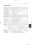 Page 41Appe\fdix41
\fpp\bndix6
Specificatio\fs
Gener\fl
Power	requirementsRefer	to	main	label.
Power	consumptionRefer	to	main	label.
Dimensions	( W	x	\f	x	D)360	x	62.5	x	312.3	mm	without	foot
Net	Weight	(Approx.)2.8	kg
Operating	temperature41	°F	to	95	°F	(5	°C	to	35	°C)
Operating	humidity5	%	to	90	%
Bus	Power	Supply	(USB)DC	5	 V	0	500	mA
Inputs\b Outputs
VIDEO	OUT1.0	V	(p-p),	75	Ω,	sync	negative,	RCA	jack	x	1
COMPONENT	 VIDEO	OUT(Y )	1.0	V	(p-p),	75	Ω,	sync	negative,	RCA	jack	x	1
(Pb)/(Pr)	0.7	 V	(p-p),	75	Ω,...