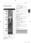 Page 11
11Preparation
Preparation
2

Remote control
Remote control
a
b
c
d
e
f
g
OPEN / RADIO & CLOSE INPUT 
SOUNDEFFECT
SPEAKERLEVEL
REPEATCLEAR
OPTICAL
VOL
MUTE
VOL
VOLAV / INPUT
ENTER
TITLERETURNDISC MENU
PRESET
PRESET
PR/CH
PR/CH
RECMARKER
MONO/STEREO
SCANSKIPSKIP
HOME HOME 
TUNING
TUNING
SLEEP
•		•		•		•		•		•		•		•		•		•		a	•	 •	 •	 •	 •	 •	 •	 •	 •	
1 (POWER) : Switches the unit ON or OFF.
Z OPEN/CLOSE : Opens and closes the disc 
Drawer.
t RADIO&INPUT: Changes input sources.
•		•		•		•		•		•		•		•		•		•...