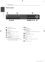 Page 10Getting Started10
\betting \ftarted1
Front pane\b
	 a	b			 c
	 l	 k	j	 i	h	g	 f	 e	 d
a	1/! (POWER)Switches	the	unit	ON	or	OFF.
b	 Disc	Tray
c	 Display	windowShows	the	current	status	of	the	unit.
d	VOLUMEAdjusts	speaker	volume.	
e	F	(FUNCTION)Changes	the	input	source	or	function.
f	C/V,(SKIP)Go	to	next	or	previous	file/track/chapter.	Searches	backward	or	forward	(Press	and	hold)	Tunes	in	the	desired	radio	station.
g \b (STOP)Stops	playback.
h z/M (P\bAY/PAUSE)Starts	playback.	Pauses 	playback...