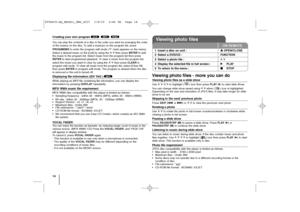 Page 1414Creating your own program You can play the contents of a disc in the order you want by arranging the order
of the musics on the disc. To add a music(s) on the program list, press 
PROG/MEMOto enter the program edit mode ( mark appears on the menu). 
Select a desired music on the [List] by using the 
U U 
 u
u
then press ENTERto add
the music to the program list. Select music from the program list then press
ENTERto start programmed playback. To clear a music from the program list,
select the music you...