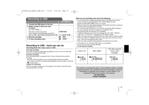 Page 1717
Recording to USB - more you can doRecording Music file in disc source to USBOne track recording 
If the USB recording is played during playback of the CD, the one track/ file
would be recording into the USB.
All tracks recording 
If the recording button is pressed at the CD stop, all tracks/ files would be
recording.
- The files in the sub-folders are not recorded during all track recording.
- If you want to all tracks recording during playback, press stop twice. check the
x x
 on the screen.
Program...