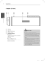 Page 1414Preparation
Preparation 2
1 USB Port
2 PORT. IN
3 
1/\ (POWER) Button
4 Display window
5 Operation buttons
 F (Function)
  Changes the input source or function.
 i|| (PLAY / PAUSE)
 
s (STOP)
 &II / ii& 
(SKIP/SCAN)
 - volume + (Adjusts speaker volume.)
 
A Ejects or inserts disc
CAUTION
Precautions in using the touch buttons
•  Use the touch buttons with clean and dry hands.
-  In a humid environment, wipe out any 
moisture on the touch buttons before using.
•  Do not press the touch buttons hard to...