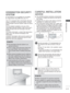 Page 45
A-41
PREPARATION
 
■ This feature is not available for all models.
 
■ Image shown may differ from your TV.
KENSINGTON SECURITY 
SYSTEM
2 
CAREFUL INSTALLATION 
ADVICE 
 
■ You should purchase necessary components 
to fix the TV safety and secure to the wall on 
the market.
 
■    Position the TV close to the wall to avoid the 
possibility of it falling when pushed.
 
■    The instructions shown below are a safer way 
to set up the TV, by fixing it to the wall, avoid-
ing the possibility of it falling...