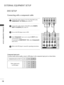 Page 20HDMI IN  HDMI DVI IN 
HDMI IN  HDMI DVI IN 
RG
HDMI IN  HDMI DVI IN 
AV  IN 2
L/MONO
R
AUDIO
VIDEO
S-VIDEO
1
2
COMPONENT IN COMPONENT INAUDIO
VIDEO
HDMI IN  HDMI/DVI IN 
12
AV  IN 1
L/MONO
RAUDIO
VIDEO
12
18
DVD SETUP
EXTERNAL EQUIPMENT SETUP
EXTERNAL EQUIPMENT SETUP 
Connecting with a component cable
Component Input ports
To achieve better picture quality, connect a DVD player to the component input ports as shown below.
Component ports on the TV
YPBPR
Video output ports 
on DVD player
Y
Y
Y
YPB
B-Y
Cb...