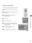 Page 43OK 
EXIT
VOLPR
SLEEPLISTQ.VIEWMENU
123
456
789
0
FAV
MUTE
TIMEHOLD
41
WATCHING TV / PROGRAMME CONTROL
FAVOURITE PROGRAMME
Press the M ME
EN
NU
U
button and then D D/
/ 
 E
Ebutton to select the
Setupmenu.
Press the 
G Gbutton and then D
D/
/ 
 E
Ebutton to select
Favourite Programme.
Press the 
G Gbutton. 
Press the 
D D/
/ 
 E
Ebutton to select - -  - - - - -. 
Select a desired programme with the 
F F/
/ 
 G
Gbutton or NUM-
BER buttons. Any number under 10 is entered with a numeric
‘0’in front of it,...