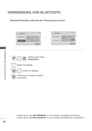 Page 12280
VERWENDUNG VON BLUETOOTH
VERWENDUNG VON BLUETOOTH
Bluetooth-Headset während der Verwendung trennen
1Wählen Sie die Option
BLUETOOTH.
BluetoothOK
TrennenPLT 510
00:19:7f:ff:4a:1aSoll das Headset getrennt werden?Bluetooth aus
AbbrechenTrennen
2Wählen Sie Trennen.
3Wählen Sie Trennen.
4Verbindung zum Bluetooth-Headset
unterbrechen.
Meine InfosAusgang
Bewegen
Meine Infos
AusgangBluetooth
Bluetooth aus
OK Bewegen
PLT 510
00:19:7f:ff:4a:1aBluetooth-Headset ist ange-
schlossen.
Trennen
EXIT (BEENDEN), um zum...