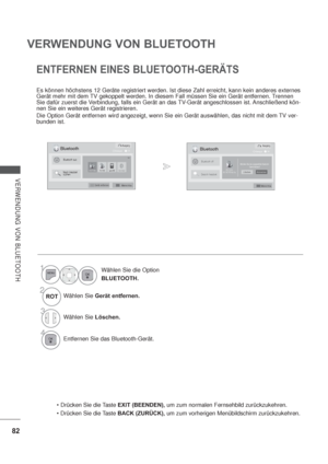 Page 12482
VERWENDUNG VON BLUETOOTH
VERWENDUNG VON BLUETOOTH
2Wählen Sie Gerät entfernen.
3Wählen Sie Löschen.
4Entfernen Sie das Bluetooth-Gerät.
ROT
1Wählen Sie die Option
BLUETOOTH.
BluetoothOK
PLT 510
00:19:7f:ff:4a:1a
Möchten Sie das ausgewählte Bluetooth-
Gerät löschen?Bluetooth off
AbbrechenLöschenSearch headset
Gerät entfernen
BluetoothOK
PLT 510sgh-e760Kein Gerät
1/1
Ausgang
Bewegen
Meine Infos
Meine Infos Ausgang
Bluetooth aus
Bewegen
Nach Headset 
suchen.DR-BT140Q
ENTFERNEN EINES BLUETOOTH-GERÄTS
Es...