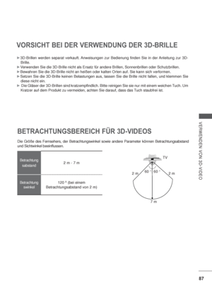 Page 12987
VERWENDEN VON 3D-VIDEO
VORSICHT BEI DER VERWENDUNG DER 3D-BRILLE
3D-Brillen werden separat verkauft. Anweisungen zur Bedienung finden Sie in der Anleitung zur 3D-
Brille.
Verwenden Sie die 3D-Brille nicht als Ersatz für andere Brillen, Sonnenbrillen oder Schutzbrillen.
Bewahren Sie die 3D-Brille nicht an heißen oder kalten Orten auf. Sie kann sich verformen. 
Setzen Sie die 3D-Brille keinen Belastungen aus, lassen Sie die Brille nicht fallen, und klemmen Sie 
diese nicht ein.
 Die Gläser der...