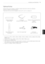 Page 13  
ASSEMBLINGANDPREPARING13 
OptionalExtras 
Optionalextrascanbechangedormodifiedforqualityimprovementwithoutanynotification. 
Contactyourdealerforbuyingtheseitems. 
ThesedeviceonlyworkswithcompatibleLGLEDLCDTV,LCDTV,orPlasmaTV. 
WirelessMediaBox1 
(AN-WL100W) 
(, 3DGlasses2 
(AG-S230,AG-S250,AG-S270) WirelessLANforBroadband/DLN/_ 
Adaptor3 
(AN-WF100) 
0{ii  
ii 
MagicMotionRemote 
(AN-MR200) D-sub15pinsignalcable4 3DGlasses_ 
(AG-P1t0,AG-Ftt0)...