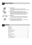 Page 3roduct FeatureP
ontentsC
2
Warnings....................................................................................3
Specification ..............................................................................4
Installation..................................................................................5
Care before washing................................................................11
Adding detergent .....................................................................12
Function...