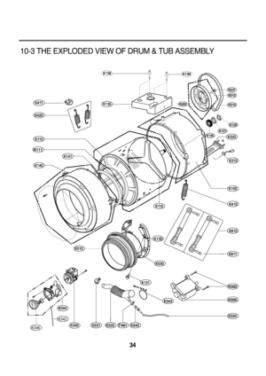 Page 3510-3 THE EXPLODED VIEW OF DRUM & TUB ASSEMBLY
34
K330 K111
F461
K122
K121
K332
K346
K342
  