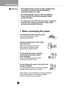 Page 36
36
Introduction

Warning
Do not change the power cord and do not 
change its length.
This fridge-freezer must be properly installed and
located in accordance with the Installation
Instruction before it is used.
Do not disassemble, repair or alter the appliance.
It may cause fire or abnormal operations, which
way lead to injury.
To reduce the risk of fire, electric shock, or injury to
persons when using your product, basic safety
precautions should be followed.
1. When connecting the power
The dedicated...