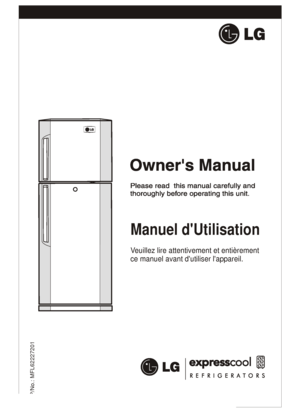 Page 1P/No.: MFL62227201
Manuel dUtilisation
Veuillez lire attentivement et entièrement 
ce manuel avant dutiliser lappareil.
 