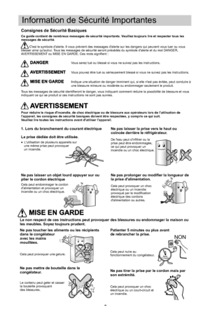 Page 183Information de Sécurité ImportantesConsignes de Sécurité Basiques
Ce guide contient de nombreux messages de sécurité importants. Veuillez toujours lire et respecter tous les 
messages de sécurité.
Cest le symbole dalerte. Il vous prévient des messages dalerte sur les dangers qui peuvent vous tuer ou vous 
blesser ainsi quautrui. Tous les messages de sécurité seront précédés du symbole dalerte et du mot DANGER, 
AVERTISSEMENT ou MISE EN GARDE. Ces mots signifient :
DANGERVous serez tué ou blessé si vous...