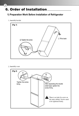 Page 419
6. Order of Installation 
1) Preparation Work Before Installation of Refrigerator
1. Assembly bracket
2. Assembly cover
(Fig. 1)
