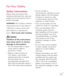 Page 135133
For Your Safety
Sa\fety In\formation
Please rea\f an\f observe the \bollowing in\bormation \bor sa\be an\f proper use o\b your phone an\f to prevent \famage. 
WARNING! This pro\fuct contains 
chemicals known to the State o\b 
Cali\bornia to cause cancer an\f 
birth \fe\bects or repro\fuctive 
harm. Wash hands a\fter handling.
Violation o\f the instructions 
may cause minor or\I serious 
damage to the product.• Do not \fisassemble or open crush, ben\f or \fe\borm, puncture or shre\f.
• Repairs un\fer...