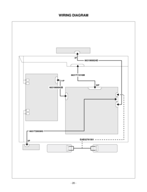 Page 20WIRING DIAGRAM
- 20 -
30P
6631T11016M
5P11 P
6631T20038G
6631900042B
EAB32761501
3P
6631900024D 