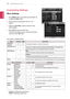 Page 1212
ENGENGLISH
CUSTOMIZING SETTINGS
Customizing Settings
Menu Settings
1 Press MENU button on the bottom of the Monitor set 
to display the Menu OSD.  
2 Set the options by pressing the ◄ or ► or ▼ 
buttons.
3 Select the "Next Menu" button to enter the more 
option settings. 
4 Select EXIT to leave the OSD menu.
To return to the upper menu or set other menu items, 
use the up arrow () button.
Each option is explained below.
MenuAnalogHDMIDescription
Brightness●●To adjust the brightness, contrast...