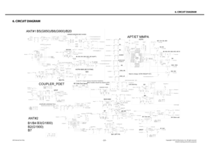 Page 223- 223 -Copyright © 2013 LG Electronics. Inc. All right reserved.Only for training and service purposesLGE Internal Use Only
6. CIRCUIT DIAGRAM
C1035
10u
C1052 1.8n
C1074 5.6p
L1001
12n
L10383.3n
10n C1134
100p
C1136
100p
C1135
+2V95_VREG_L16
C1102
100p1 2
C1091
33p33p
C1092
DNI L1067
33p
C1133
C1132 33p
C111633p
C1051100p
100p
C1060
C1068 100p
C1018
33p33p
C1020C1017
33p
L1014
DNIEAT61914101
U1000RF1492A
21
20
7
8
6
9
5
10
4 3
11
2
12
1
19
18
17
16
15
14
13
TRX1NC2NC3NC4GND2TXHBTXLBANT
TRX2
NC1
TRX3...