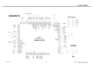 Page 225- 225 -Copyright © 2013 LG Electronics. Inc. All right reserved.Only for training and service purposesLGE Internal Use Only
6. CIRCUIT DIAGRAM
R300110
DNI
R3004+1V8_VREG_S3A
U3000
EAN6278140
1
MSM8974-1_V2.2
AR47 AF2 D28
C25
A27
D26 D24 C27
F26 H44 E47 D42 C41 E33
F32 D32 A31
R49 N45 M50 M46 M48
L49 L47 K48
H48 H46 F48 G47 D48
D38 D36
E35 D34
C35 C33 A23 C23
D22
B22 C17
A15 B14 D16 G17 F16 E15
A11 D14
D12 B10 E13
D10 G15 E11
F12 C11
B8 A7 C7 AG3
AJ3 AL3
BE11 BH10
BE13 BG11 E31 C31 D30 C29 BG13
BF12
BF14...