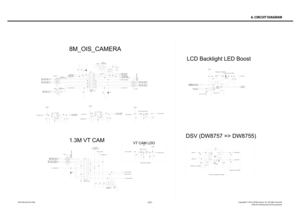 Page 231- 231 -Copyright © 2013 LG Electronics. Inc. All right reserved.Only for training and service purposesLGE Internal Use Only
6. CIRCUIT DIAGRAM
C9019
10u
10u
L9000
L900 2
4.7u
U9004
DW8755
D3 B3
D2
B1
C2 A3
C3
D1
B2
A1
C1
A2
PVIN1
-VOUT_N
AVIN
PGNDENAGND1
SW_PFDSW_N
AGND2VOUT_P
REF
C9004
2.2u
U9005
EAN62496301
TLV70718
5
3
2 4
1VOUTVDDGNDCEPGND
R9000
100K
R9001 10K
C9002100n
C9020
1u
D9001
SDB0530
C9023
10u
+VPWR
EUSY0407401
U9003
RT9032AGQW95
4 6
3 7
2 8
1
VIN
VOUT1EN1VOUT2P2GNDP1EN2PGND4.7u C90141u...