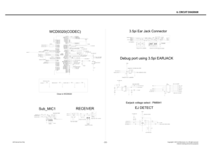 Page 232- 232 -Copyright © 2013 LG Electronics. Inc. All right reserved.Only for training and service purposesLGE Internal Use Only
6. CIRCUIT DIAGRAM
C10001100p
D10004
SEVY0008101
EVLC5S01033
C100050.1uC100060.1u0.1u
C10028+1V8_VREG_S3A
R10017 2.2K
C10020
220n
R10024 0
MIC10000GOERTEK
-42DB 150OHM OMNI 1.5 TO 3.6V 3.10 * 2.5 * 1.1T
4
3
2
1PG1G2OL10001
20nL1000220n
C10029
DNIC10030
DNI
U10000
WCD9320
7 1
4 2 84 66 78 72 83 51 59 71 54 60 55 64 20 47 29 9 8 21 14 15 3 16 33 28 12 18
32 38 26 19 74 79 81 76 68 50...