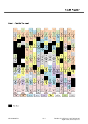 Page 2417. BGA PIN MAP
- 241 -Copyright © 2013 LG Electronics. Inc. All right reserved.Only for training and service purposesLGE Internal Use Only
Not Used
 
LGE  Internal  Use  Only 
 
U6002 – PM8974(Top view) 
U6002 – PM8974(Top view)   