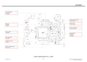 Page 247- 247 -Copyright © 2013 LG Electronics. Inc. All right reserved.Only for training and service purposesLGE Internal Use Only
8. PCB LAYOUT
16G32G
D820
D821
12 C
D E F G
H J
K
LMN
B
A1 P
N
A
BC
D H
G
FE M
L
K
J
1
14
1
9
9
10
11
20
D3A
1
3233
64
3536
70
17
18
34
2021
40
15
16
30
J10000
U13000
L200
0
R102 5
C2088
L7002
U1007
C106 9
C13050
L2032
U5001
L7000
C13012 C2082
L203
7
C2091
C1023
C1 1001
C106 1
C4124
FL1001
C6057
C2026
C9026
C204
1
R11012
SC1202 1C13059
L2017
C2079
L13015
U700 0
C4023
C13007
C2095...