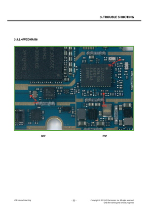 Page 533. TROUBLE SHOOTING
- 53 -Copyright © 2013 LG Electronics. Inc. All right reserved.Only for training and service purposesLGE Internal Use Only
BOTTOP
3.5.3.4 WCDMA B8
TP1
TP3
TP2  