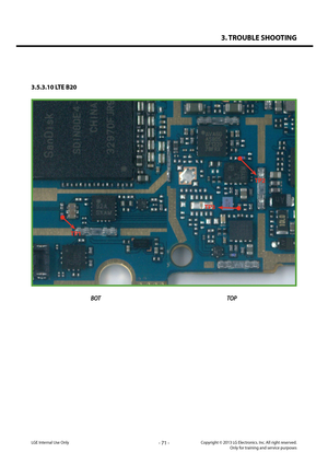 Page 713. TROUBLE SHOOTING
- 71 -Copyright © 2013 LG Electronics. Inc. All right reserved.Only for training and service purposesLGE Internal Use Only
3.5.3.10 LTE B20
BOTTOP
TP1
TP3
TP2   