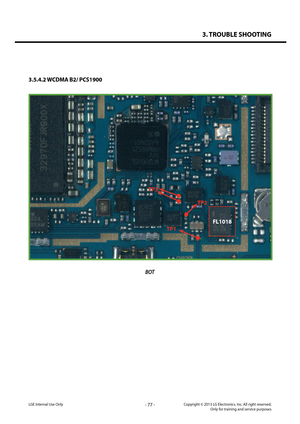 Page 773. TROUBLE SHOOTING
- 77 -Copyright © 2013 LG Electronics. Inc. All right reserved.Only for training and service purposesLGE Internal Use Only
3.5.4.2 WCDMA B2/ PCS1900
BOT
TP2
TP1
TP3
FL1018   