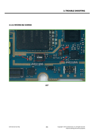 Page 863. TROUBLE SHOOTING
- 86 -Copyright © 2013 LG Electronics. Inc. All right reserved.Only for training and service purposesLGE Internal Use Only
3.5.4.5 WCDMA B8/ GSM900
BOT
TP2
TP1
TP3
U1000  