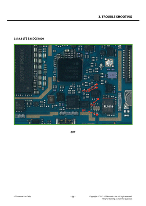 Page 963. TROUBLE SHOOTING
- 96 -Copyright © 2013 LG Electronics. Inc. All right reserved.Only for training and service purposesLGE Internal Use Only
3.5.4.8 LTE B3/ DCS1800
BOT
TP2
TP1
TP3
FL1018   