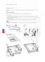 Page 14ENGLISH
14ASSEMBLING AND PREPARING
Setting up the TV
You can mount your TV to a wall or attach the stand if you wish to place\
 the TV on an entertainment center or other
furniture.
Attaching the stand
If you are not mounting the TV to a wall, use the following instructions\
 to attach the stand. 
y When attaching the stand to the TV set, place the screen facing down on \
a cushioned table or flat surface to 
protect the screen from scratches.
 
y Make sure that the screws are fastened tightly. (If they...